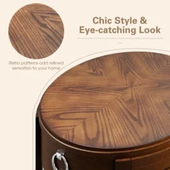 Costway Side End Table With Drawer Storage Shelf Classic Accents Nightstand Walnut Elliptical -Baxton Studio Store GUEST cde8ac3d 4ef7 4709 8d2f 049fb1faecc5