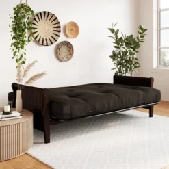 Full Chester Wood Arm Futon Frame With 8" Microfiber Mattress - Room & Joy -Baxton Studio Store GUEST ce3ba850 c443 40c2 a7cb 6d64d1444b19