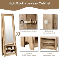 Costway Jewelry Cabinet Large Full Length Armoire 2-in-1 Stand Mirror Organizer 17 Costway Jewelry Cabinet Large Full Length Armoire 2-in-1 Stand Mirror Organizer -Baxton Studio Store GUEST ce76ac87 69af 4f1d 8935 8080471617b1