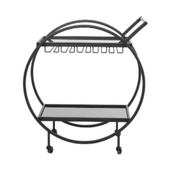 Contemporary Metal Round Bar Cart - Olivia & May -Baxton Studio Store GUEST cecddb36 372b 4d50 9b35 e5e490a5dd1d