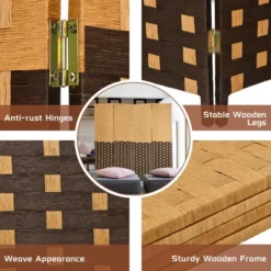 Costway 4 Panel Folding Room Divider Weave Fiber Privacy Partition Screen 6FT Tall -Baxton Studio Store GUEST ced10b26 927d 41aa bf9c 66f039844156