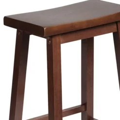 PJ Wood Classic Saddle-Seat 24'' Tall Kitchen Counter Stool For Homes, Dining Spaces, And Bars With Backless Seat, 4 Square Legs, Walnut (4 Pack) -Baxton Studio Store GUEST cfa03d4b 754f 410c 8318 6629db40a6d3