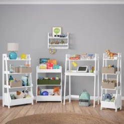 Kids' 3 Tier Ladder Shelf With Bookrack And Toy Organizer White - RiverRidge Home -Baxton Studio Store GUEST d059d39c 091f 4d08 9a80 4256b5322457