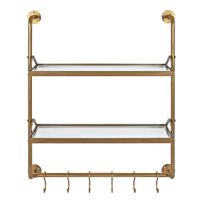 26" X 31" Marit Metal Wall Shelf Gold - Kate & Laurel All Things Decor 1 26" X 31" Marit Metal Wall Shelf Gold - Kate & Laurel All Things Decor