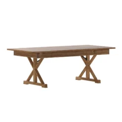 Merrick Lane 7' X 40" Rectangular Antique Rustic Solid Pine Foldable Dining Table With Crisscross Legs -Baxton Studio Store GUEST d138e8ea 7445 4f11 9fbb 69ddbeb51c53