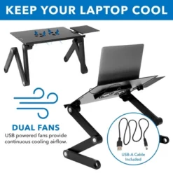 Mount-It! Lightweight Adjustable Laptop Stand With Built-in Cooling Fans And Mouse Pad Tray | Ergonomic & Portable Laptop Stand For Bed, Couch & Table -Baxton Studio Store GUEST d142bc30 dcb5 4bb0 975c 6200f86bd5c1
