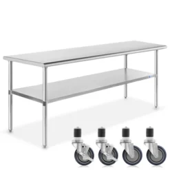 GRIDMANN Stainless Steel Table With 4 Casters (Wheels), NSF Commercial Kitchen Work & Prep Table -Baxton Studio Store GUEST d177d778 a44a 41ac a746 d6aac7ebd7cb