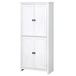 HOMCOM 72" Freestanding 4-Door Kitchen Pantry, Storage Cabinet Organizer With 4-Tiers, And Adjustable Shelves, White -Baxton Studio Store GUEST d194ee37 0b84 4722 97cd 31759e20c912
