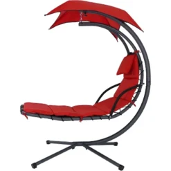 Sunnydaze Decor Sunnydaze Outdoor Hanging Chaise Floating Lounge Chair With Canopy Umbrella And Stand -Baxton Studio Store GUEST d210f069 13bd 4bb5 8bf0 2a02fd7cd56f
