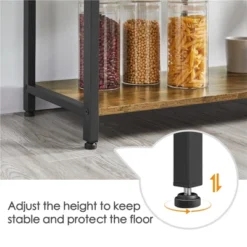 Yaheetech 5-Tier 56" H Baker’s Rack With Wire Basket & Power Outlets, Rustic Brown -Baxton Studio Store GUEST d2f303d9 3cac 4624 b80c 1ccb09947458