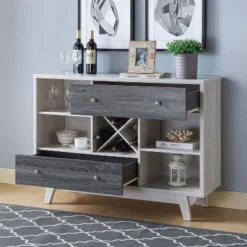 Abrama 2 Drawer Buffet White Oak/Distressed Gray - HOMES: Inside + Out -Baxton Studio Store GUEST d4a75129 5de8 40be beaa 8eacc04dc58c