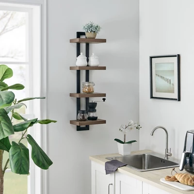 36" X 11" 4 Tier Ladder Bracket Floating Wall Shelf Unit - Danya B. 5 36" X 11" 4 Tier Ladder Bracket Floating Wall Shelf Unit - Danya B. - Image 5