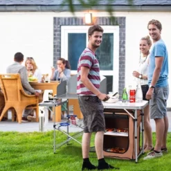 Costway Foldable Camping Table Outdoor BBQ Portable Grilling Stand W/Windscreen Bag -Baxton Studio Store GUEST d4b41d56 a456 4d8d 9a1e 8f1160311dc7