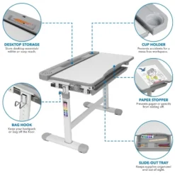 Mount-It! Kids Desk And Chair Set For Ages 3-10 - Gray -Baxton Studio Store GUEST d4ca447e f341 43bd 81ad 69a91d9044c5