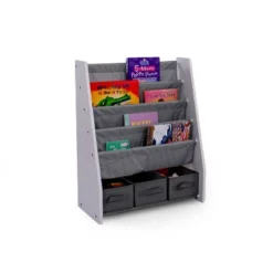 Kids' Bookshelf 4 Tier Book Storage And Fabric Bin Organizer - Humble Crew -Baxton Studio Store GUEST d522e22c 748b 432f a922 41a919f5dbfc