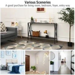 Costway 2 Tier Console Table Narrow Accent Side Entryway Table Metal Frame Black -Baxton Studio Store GUEST d5f120ed 8415 4112 aa2a 6fe463024356