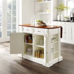 Drop Leaf Breakfast Bar Top Kitchen Island - White - Crosley -Baxton Studio Store GUEST d737b0cd d1c7 4c82 8395 d675074a10b8