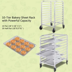 Costway 10 Sheet Aluminum Bakery Rack Silver Commercial Cookie Bun Pan Kitchen W/Wheel -Baxton Studio Store GUEST d74f83f3 eba2 4f1a a4dc 00f3a8856462