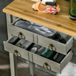 HOMCOM Vintage Console Table With 2 Drawers, Retro Entryway Table For Hallway, Living Room And Hallway, Gray -Baxton Studio Store GUEST d756c825 bdfd 41f3 825e 321c2d09e6ce