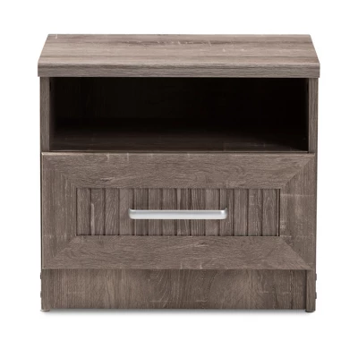 Gallia Modern And Contemporary Oak Finished 1 Drawer Nightstand Brown - Baxton Studio 2 Gallia Modern And Contemporary Oak Finished 1 Drawer Nightstand Brown - Baxton Studio - Image 2