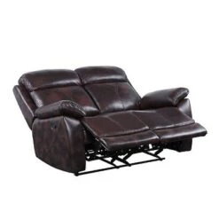 57" Perfiel Two-Tone Grain Leather Loveseat Dark Brown - Acme Furniture -Baxton Studio Store GUEST d892d2ea ba40 4446 922c 355e30301ccd