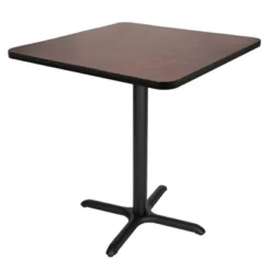 36" Square Composite Core Counter Height Dining Table Laminated Mahogany With Black Steel Base - Hampden Furnishings