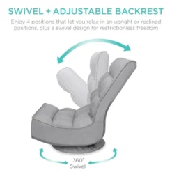 Best Choice Products Folding Floor Gaming Chair For Home, Office W/ 360-Degree Swivel, 4 Adjustable Positions