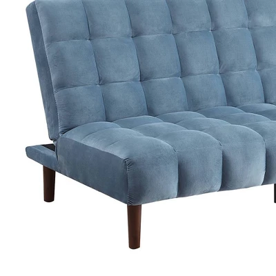 76" Yolandi Futon Teal Velvet/Dark Walnut Finish - Acme Furniture 3 76" Yolandi Futon Teal Velvet/Dark Walnut Finish - Acme Furniture - Image 3