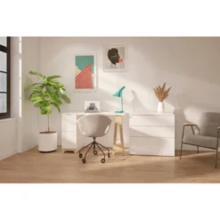 Atypik Desk With 3 Drawer File Cabinet - Nexera -Baxton Studio Store GUEST db08fbfa 7d7f 4913 a7d6 abad75a22bce