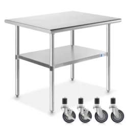 GRIDMANN Stainless Steel Table With 4 Casters (Wheels), NSF Commercial Kitchen Work & Prep Table -Baxton Studio Store GUEST db18decd ca6e 48a9 9c7c d1ae200c083c