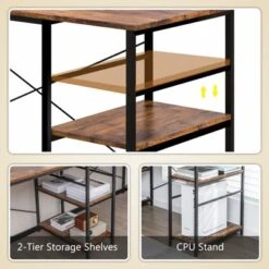 Tangkula Large L-shaped Computer Desk 60” Convertible Corner Desk With 4 Storage Shelves 95” 2-Person Long Study Writing Workstation Black/Rustic Brown/Natural/Grey -Baxton Studio Store GUEST dc54e1fd 70ca 434a 9448 de68573c8ab6