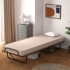 Costway Portable Folding Bed With Mattress Rollaway Cot Made In Italy NavyBeige -Baxton Studio Store GUEST dc5f6706 cb6b 4ec0 a8d0 fe39413b8b13