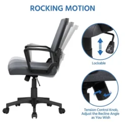 Yaheetech Adjustable Mid-Back Office Chair Computer Chair With Wheels -Baxton Studio Store GUEST dd2e862e 99a2 47fd 99bb 75758f85e380