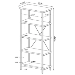 70.75" Kemper 4 Shelf Bookcase Salvaged Cabin - Coaster -Baxton Studio Store GUEST dd32cec7 d92f 4c95 babf 27d70ca1d219