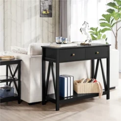 Yaheetech Entryway Table 2 Drawers Wooden Console Table -Baxton Studio Store GUEST dd35fe1e e81e 4b11 8e7c 49cd8a2d9539