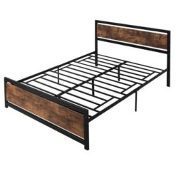 HOMCOM Queen Platform Bed Frame With Headboard & Footboard, Strong Metal Slat Support Full Bed Frame W/ Underbed Storage Space, No Box Spring Needed, 63''x82''x40.5'' -Baxton Studio Store GUEST dd872a25 1a1f 4e8b 8721 e0c30f8829f7