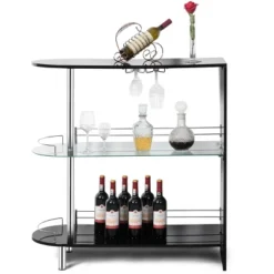 Costway Wine Rack Unit W/Tempered Glass Shelf & Glass Holders Glossy Black 16 Costway Wine Rack Unit W/Tempered Glass Shelf & Glass Holders Glossy Black -Baxton Studio Store GUEST ddd1f8ce e989 403b a3fb 22bb1a6a93f3