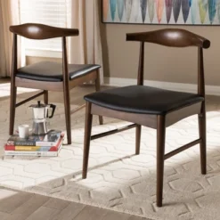 Set Of 2 Winton Mid Century Modern Walnut Wood Dining Chairs Black, Brown - Baxton Studio 11 Set Of 2 Winton Mid Century Modern Walnut Wood Dining Chairs Black, Brown - Baxton Studio -Baxton Studio Store GUEST de48bb3d 9041 436b 8c63 ea050d3a2ef4