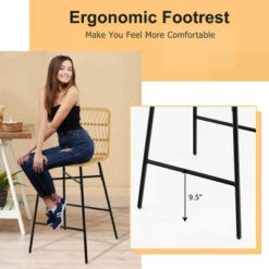 Costway Set Of 2 Rattan Bar Stools Counter Height Dining Chairs With Metal Legs Natural -Baxton Studio Store GUEST de94ab0d 1f75 45c6 8386 9c3563027082