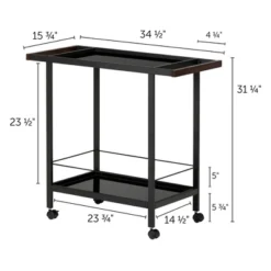 City Life Metal Bar Cart On Wheels Black - South Shore -Baxton Studio Store GUEST dfb55142 a0ae 48f2 aeae b1a692f6ef9e