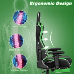 Tangkula High Back Gaming Chair Adjustable Office Computer Task Chair W/Footrest Green -Baxton Studio Store GUEST e0432895 a5ac 4cd0 affb 5e56bf26d232