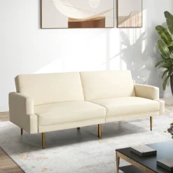 Lanna 76"Wide Vegan Leather Modern Style Convertible Futon Sofa Bed For Living Room Guest Bedroom | ARTFUL LIVING DESIGN -Baxton Studio Store GUEST e0a5820e 7e8f 4c39 b03a f0b76a02244e