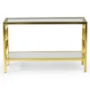 Olympia Sofa Table Glass Iron And Chrome - Steve Silver