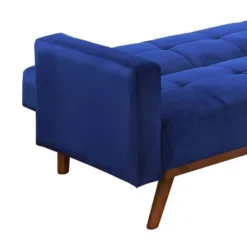 76" Tanitha Sofa Blue Velvet/Natural Finish - Acme Furniture -Baxton Studio Store GUEST e0c6d1cc 34cc 420b a2bb 1200ae1e3237