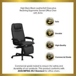 Emma And Oliver High Back Black LeatherSoft Executive Reclining Ergonomic Office Chair With Arms -Baxton Studio Store GUEST e1411b70 c5cc 4b83 8877 2d91861bc46e