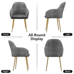 Costway Set Of 2 Velvet Dining Chairs Mid-Back Leisure Armchair W/ Gold Leg PinkGray -Baxton Studio Store GUEST e203c3f2 7656 4d3f 990f edf66d25144f