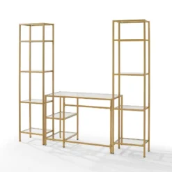 3pc Aimee Desk And Etagere Set Soft Gold - Crosley -Baxton Studio Store GUEST e246d01a af8e 44eb ac6c 6860703fc30c