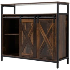 HOMCOM Industrial Sideboard, Buffet Cabinet With Doors, Storage Cabinets, Racks, Drawer, Adjustable Shelves For Living Room, Kitchen, Home Bar, Brown -Baxton Studio Store GUEST e2c5d541 24d0 4874 bae2 b1832cbf79eb