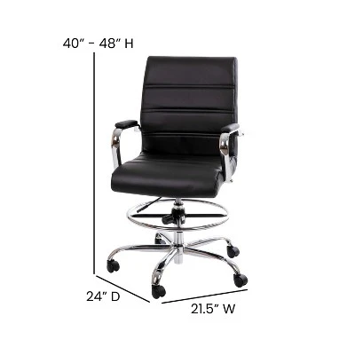 Flash Furniture Mid-Back LeatherSoft Drafting Chair With Adjustable Foot Ring And Chrome Base 5 Flash Furniture Mid-Back LeatherSoft Drafting Chair With Adjustable Foot Ring And Chrome Base - Image 5