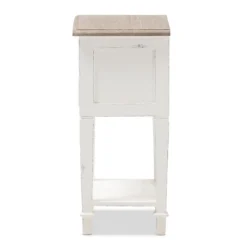 Dauphine 2 Drawer Provincial Style Oak And Distressed Finish Wood Nightstand White - Baxton Studio -Baxton Studio Store GUEST e453cf2f 293c 400d b0aa 196542100769